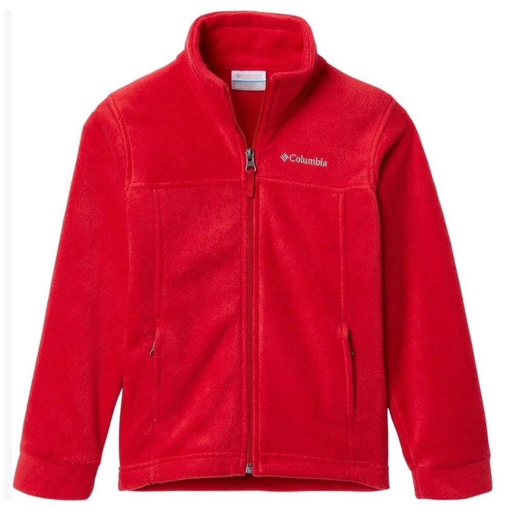 Columbia Kids Red Full Zip Fleece Jacket Mock Neck Youth XS 6/7